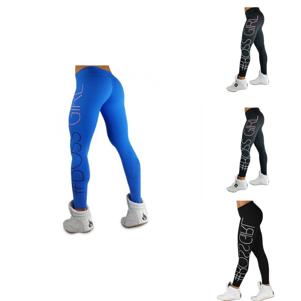 Women Letter Print High Waist Leggings With Stretch And Push Up Design For Fitness And Running