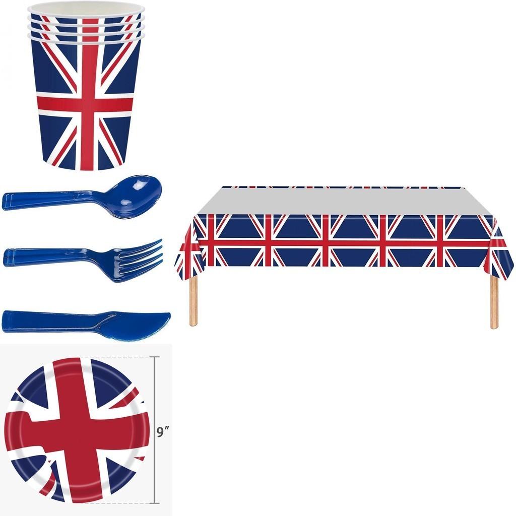 ¡Celebra con Estilo con el Ligero y Delicado Set de Artículos de Fiesta de la Bandera Británica! ¡Materiales Excelentes para Cualquier Ocasión!