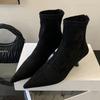 SUOJIALUN Winter New Brand Women Ankle Boots Fashion Pointed Toe Ladies Elegant Chelsea Boots Shoes Thin High Heel Dress Pumps