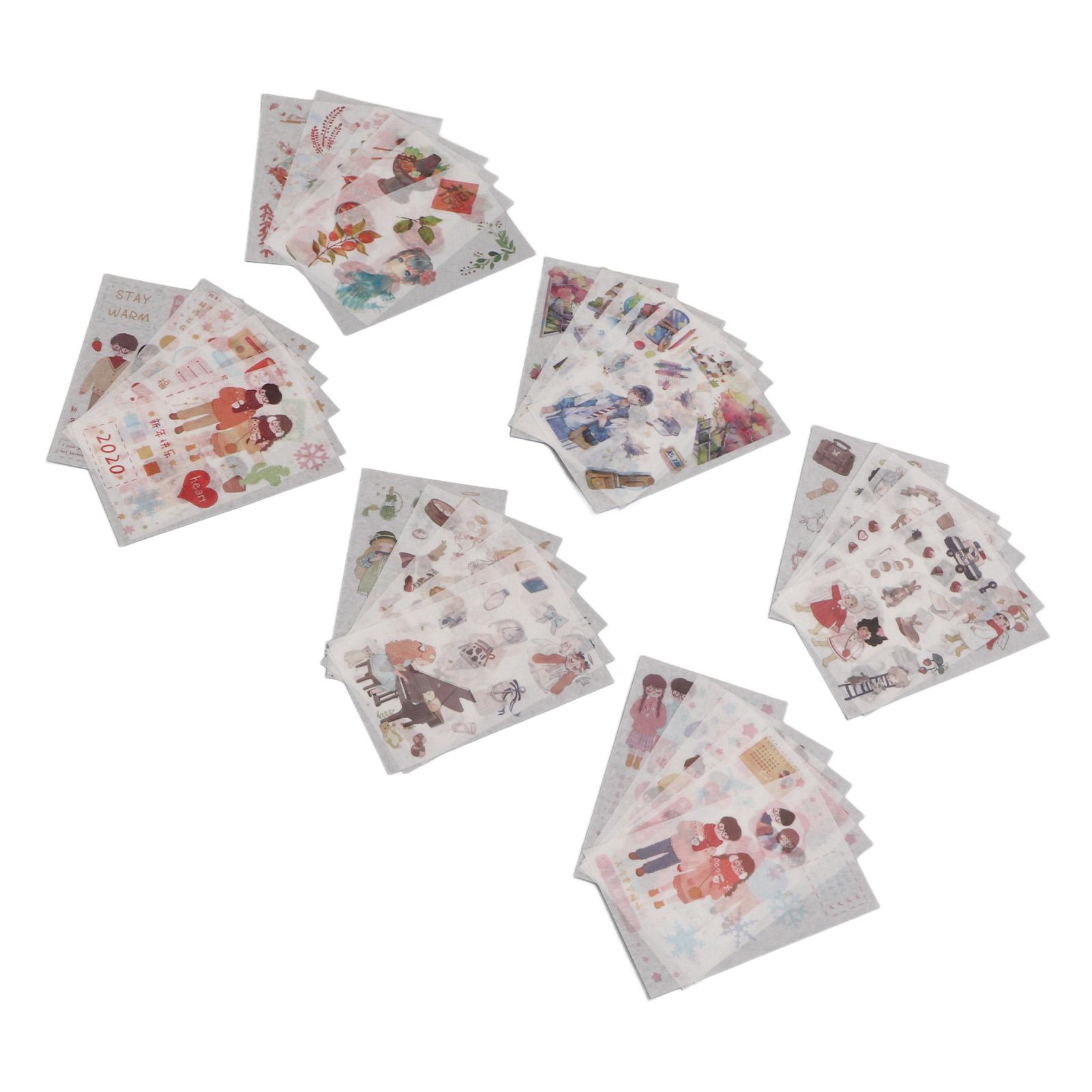 

36 листов наклеек из бумаги для скрапбукинга, полупрозрачные, гибкие, многоразовые, японские бумажные наклейки для