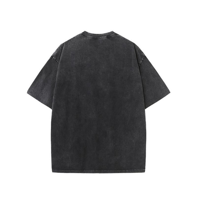 Herren Schweres Gewaschenes Vintage Lockeres Drop Shoulder Kurzarm T-Shirt