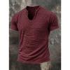 Summer, Solid Color, Men's T-shirt, Retro V-neck, Hairy Edge, Short Sleeve