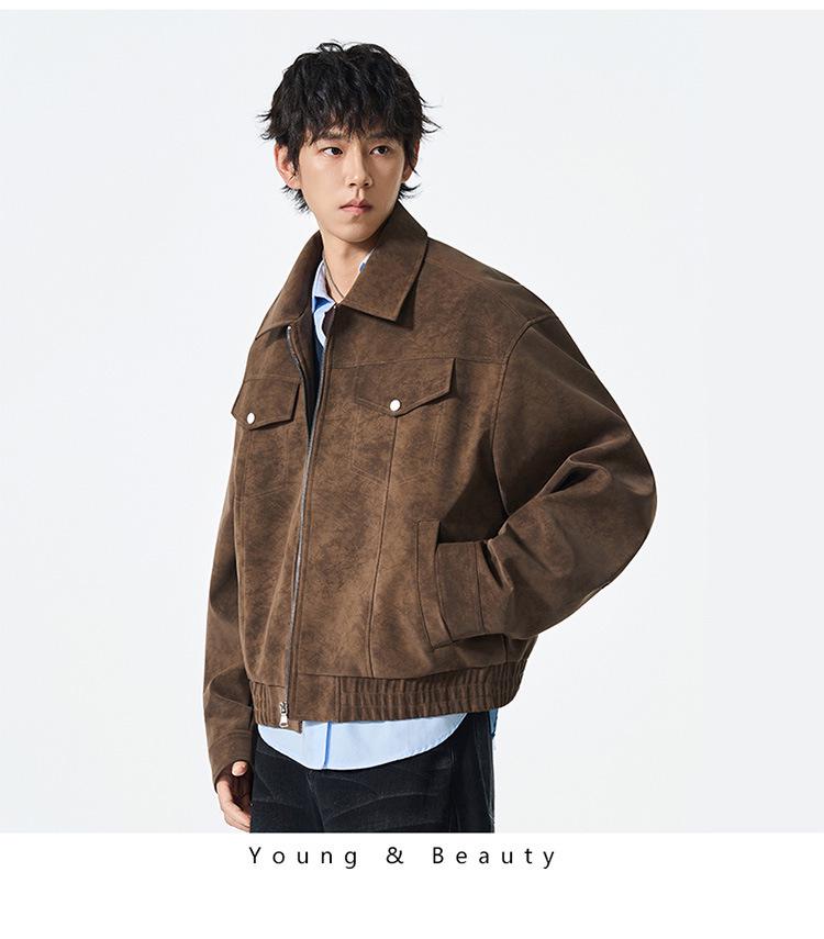 American Retro Barn-Style Unisex Suede PU Leather Jacket - New Autumn/Winter 2025 Casual Workwear Jacket for Men