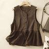 Women S Cotton Ruffled Round Neck Loose Fit Vest Top