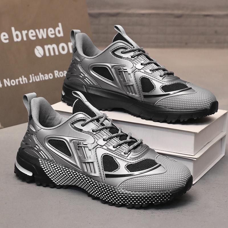 

Men s shoes spring new niche fashion retro dad shoes large size mecha shoes casual sports shoes wear-resistant running shoes 46 серый
