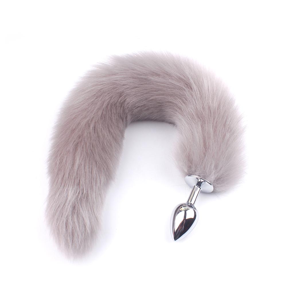 Puntos Sex Toy Adult Long Imitation Fox Hair Metal Anal Plug Cosplay Couple Flirting