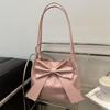 Japanese Solid Color Large Capacity Bow Tote Handbag: New Fashionable Simple Underarm Bag