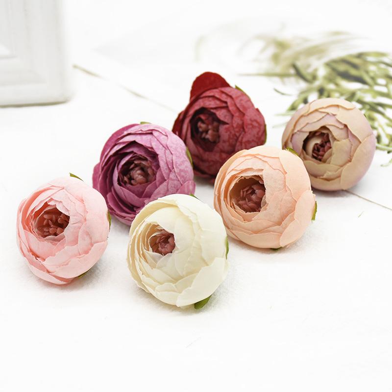 Artificial Flowers for Wedding Silk Roses Tea Bud Festival Wreaths Home Decor Table Diy Scrapbooking Background Wall Fake Plants