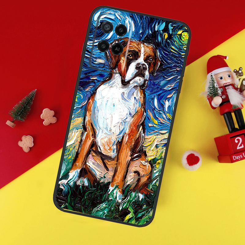 Cute Boxer Dog Puppy Case For Oppo A80 A60 A40 A15 A16 A17 A57 A94 A74 A54 A76 A96 A18 A38 A58 A78 A98 A6 A5 Pro