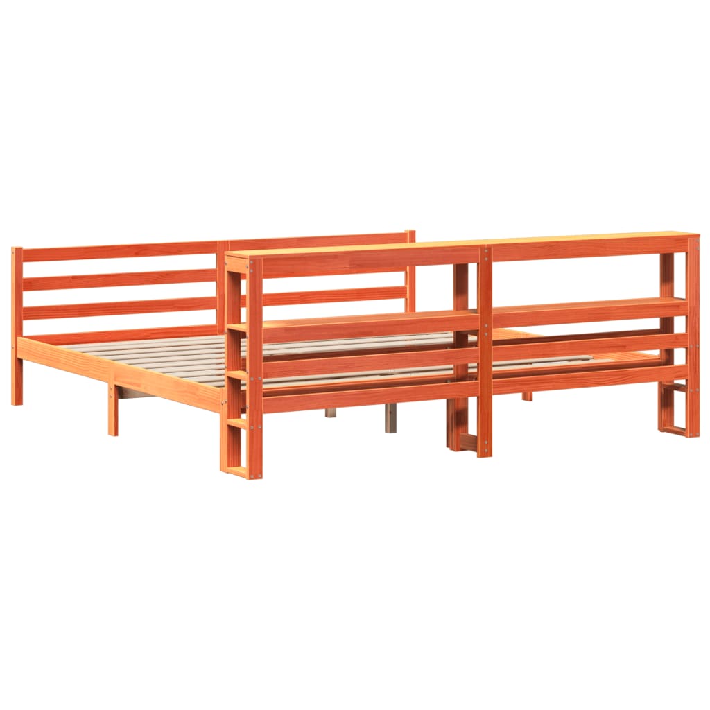 Vidaxl Bed Without Mattress, Waxed Brown, 200X200 Cm, Pine Wood