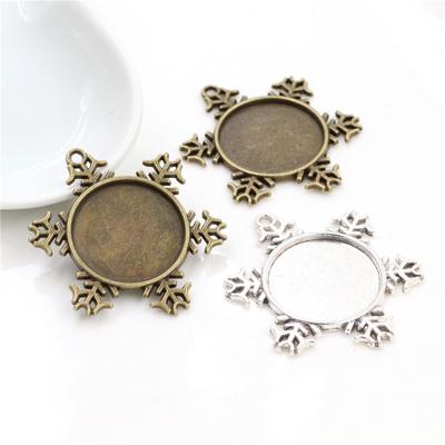 10 Stück 20mm Innenmaß Antik Versilbert Und Antik Bronze Weihnachts Schneeflocken Stil Cabochon Basis Fassung Anhänger