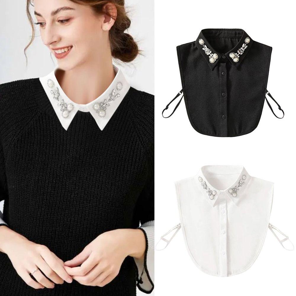Vintage Shinny Beaded Fake Collar Chiffon Versatile Decoration Detachable Collars Blouse Sweater False Collars