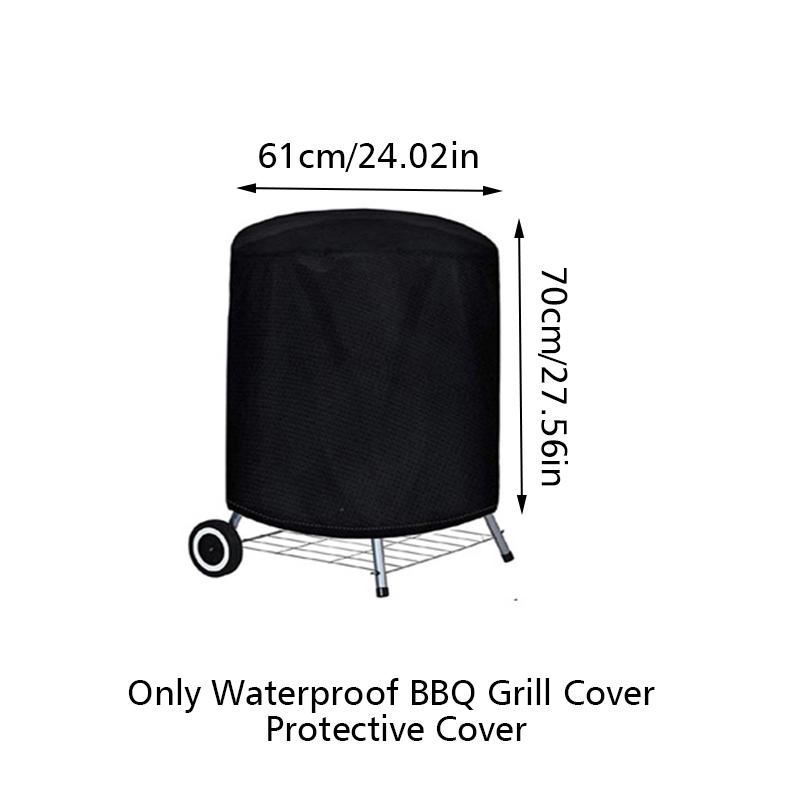 

1 шт. Чехол для барбекю из ткани Оксфорд, сверхпрочный, для Weber, прочный, круглый, для улицы, черный, для кемпинга, защита для гриля, школа 61x70cm