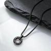 Men Stainless Steel Hammered Ring Necklace,Punk Rock Hip Hop Gray Circle Pendant,Vintage Male Jewelry Cool Gift for Boyfriend