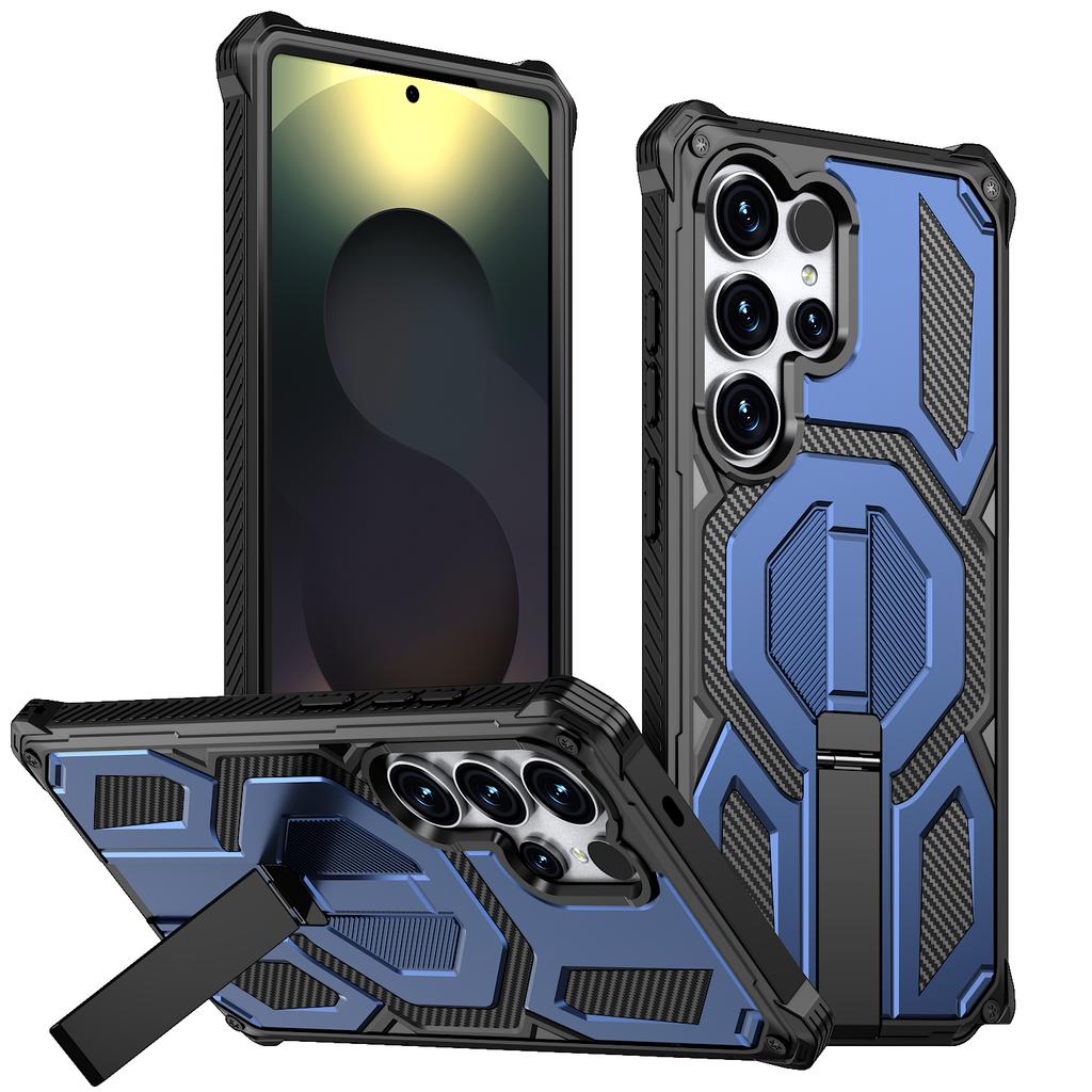 For Samsung Galaxy S25 Ultra Magnetic Case Rotating Kickstand PC + TPU Shockproof Drop-proof Phone Cover