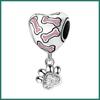 S925 Silver Pink Bone And Pet Paw Print Pendant Beaded Bracelet Necklace DIY Handcraft Accessories Loose Beads