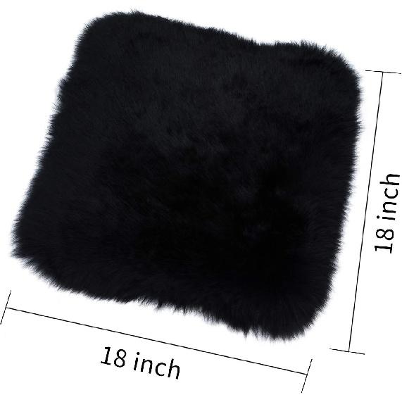 Winter Warmth: Universal Sheepskin Seat Cushion Cover - Natural Wool, For Cars, Trucks, SUVs & Vans - Cozy & Stylish Driving Companion Front Black