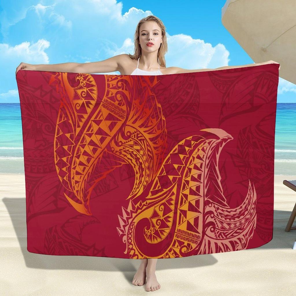 Summer Lightweight Women'S Sarong Shawl Polynesian Customizable Pattern Beach Essential Sun And Windproof Cape