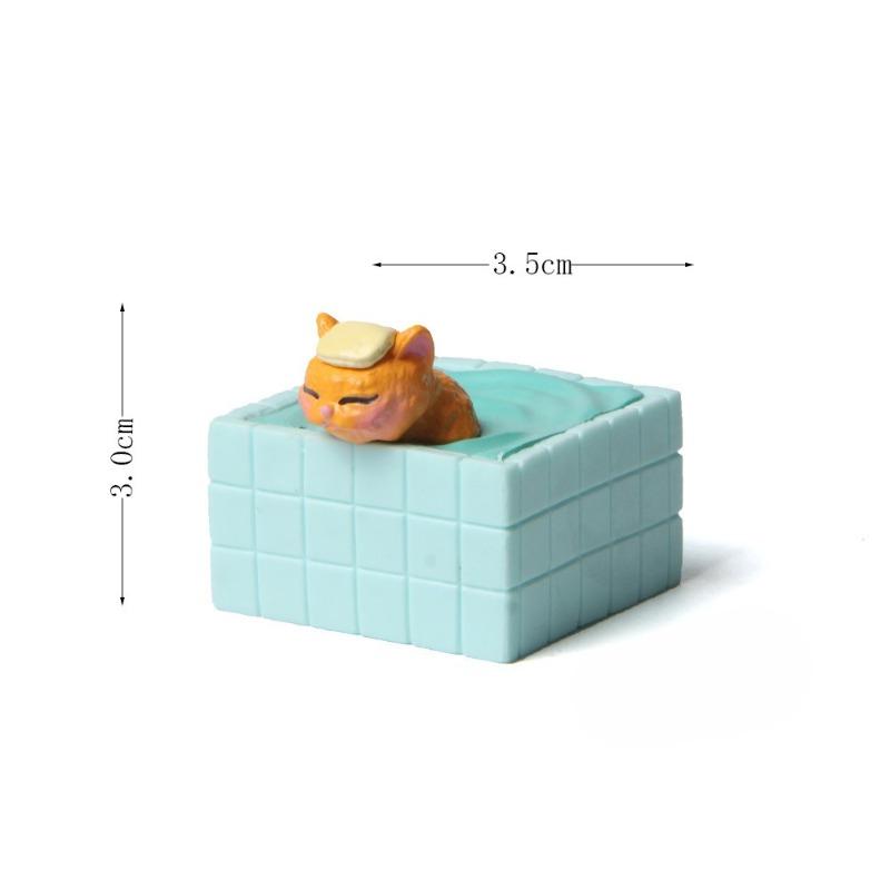 Baden, blaue Badewanne, Katze, kleiner Miao, Mikrolandschaftsgärtnerei, Landschaftsgestaltung und kreative Figuren