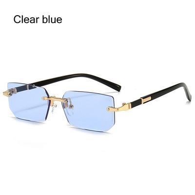 Randlose Sonnenbrille Rechteckig Mode Beliebt Damen Sonnenbrille Klein Quadratisch für Weiblich Sommer Reisen
