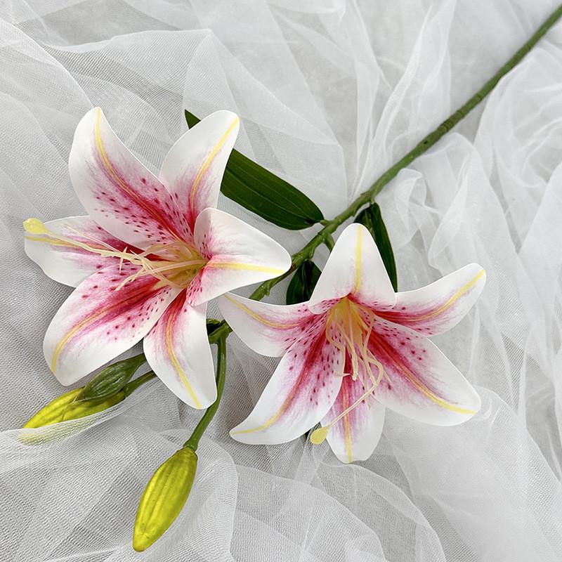 Luxury Artificial Lily 2head Florals With Delicate Craftsmanship For Home Decoration And Wedding Settings