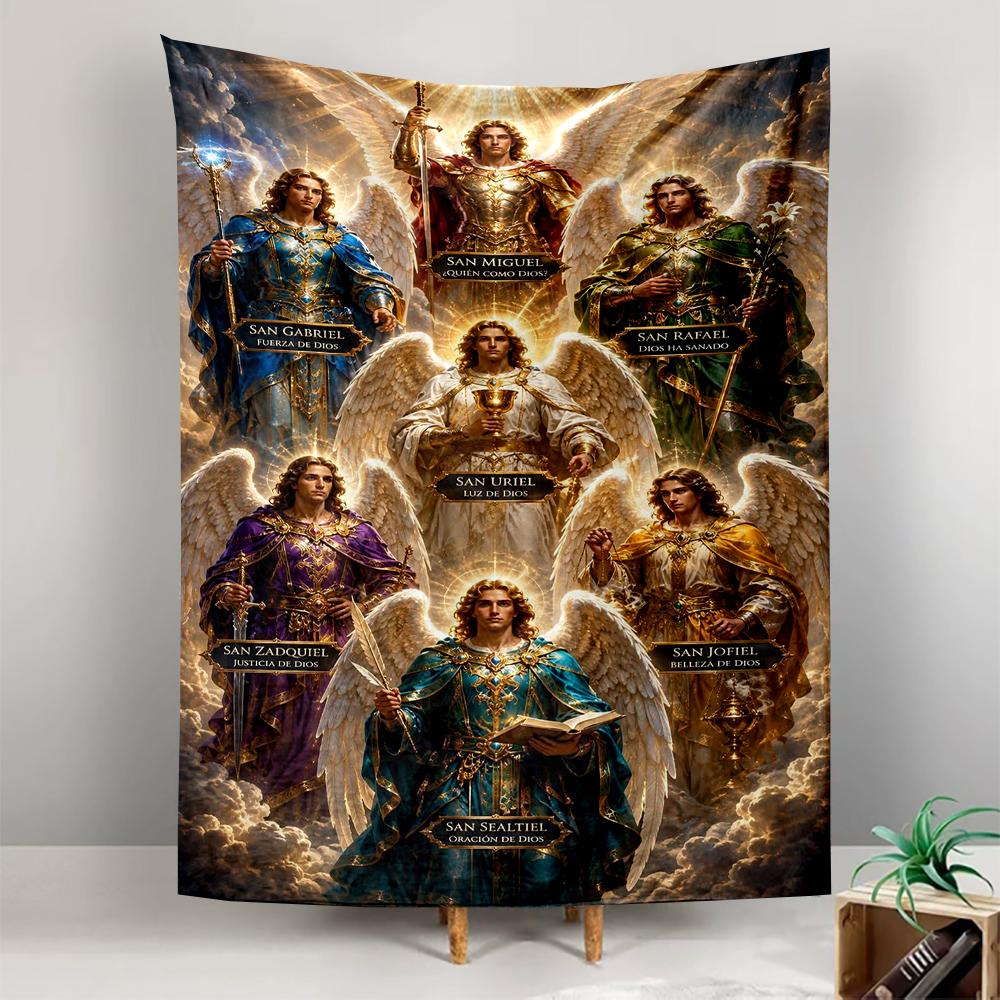 Seven Archangels Catholic Names Gold Spiritual Bohemian Tapestry for Fans Home Decor