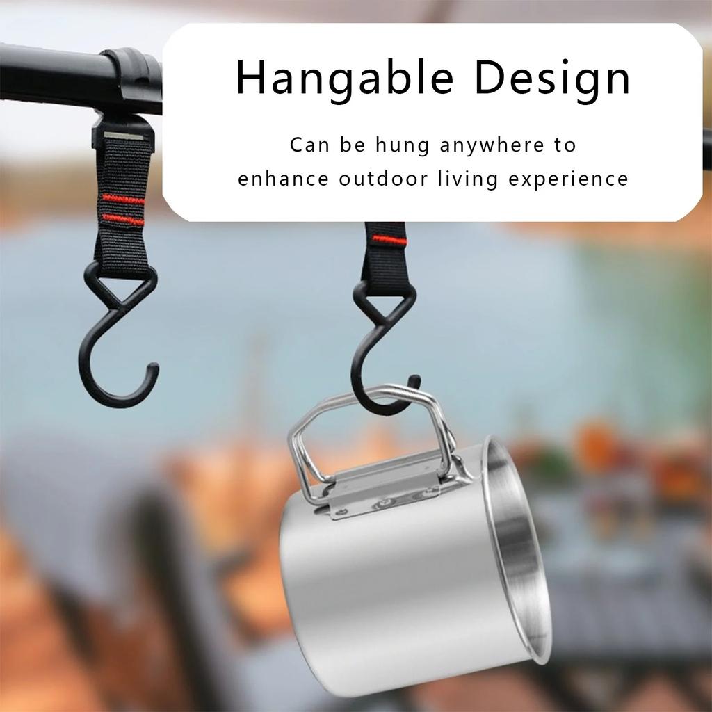 Kubek Kempingowy z Uchwytem Składany Duży Kubek Ze Stali Nierdzewnej Sprzęt do Wędrówek z Plecakiem na Wędrówki Polowania Wędkarstwo I .