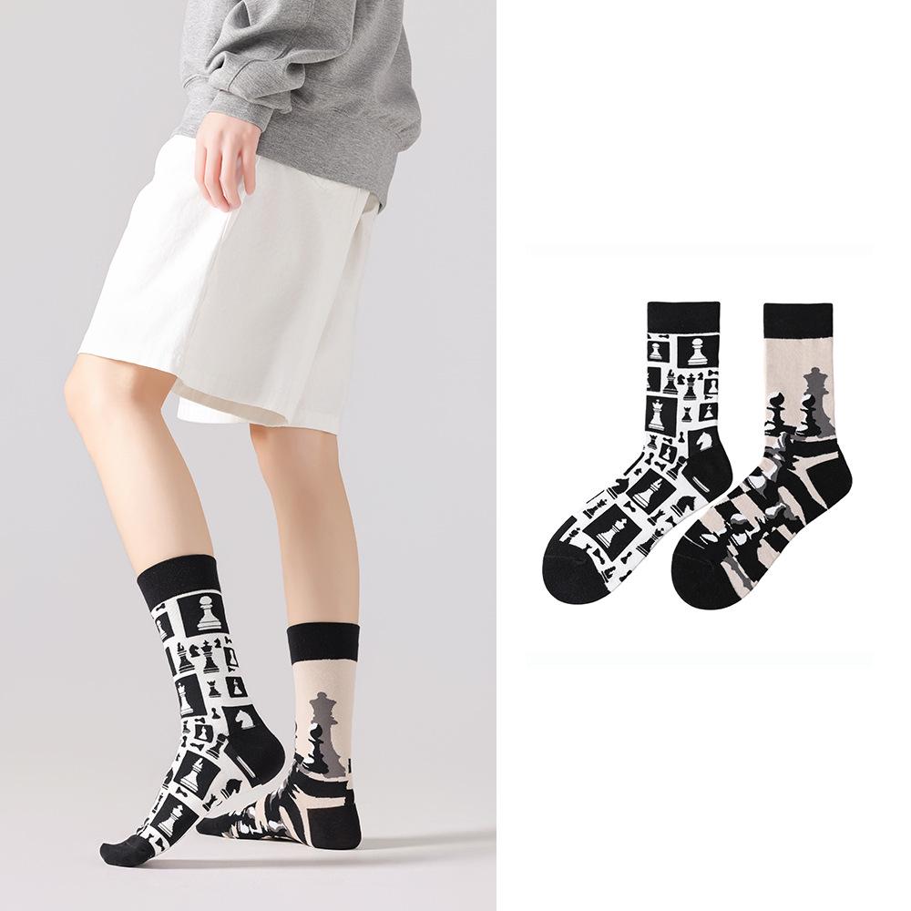 AB Socks Unisex Mid-Calf Dopamine Outfit, Asymmetrical Mismatched Street Trend Long Socks