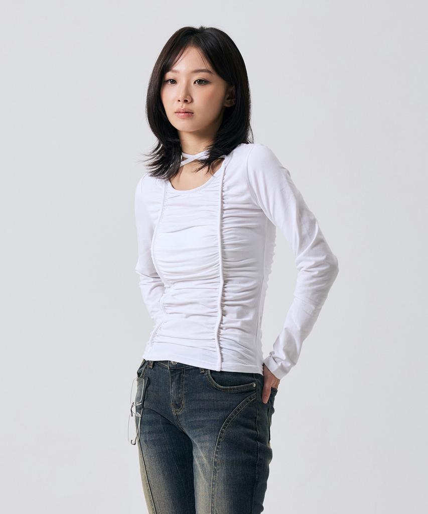 ARIKIM Lise Shirring Top / White