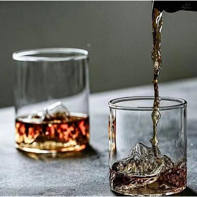 كوب مناظر طبيعية ثلاثي الأبعاد كوب نبيذ ويسكي بيرة شاي قهوة زجاجيات زجاج كريستالي جبلي للشرب بوربون سكوتش كوكتيلات
