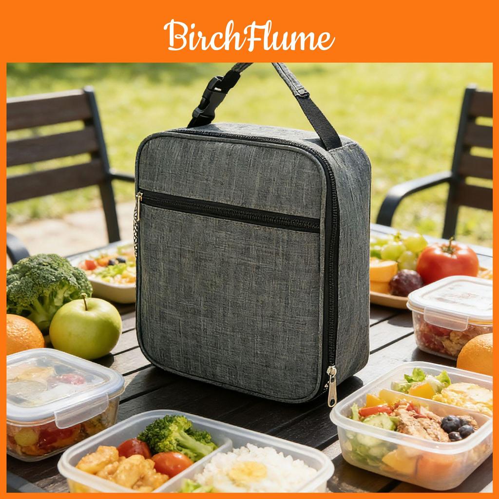 Oxford Cloth Insulated Lunch Bag With Double Shoulder Straps For Office Use