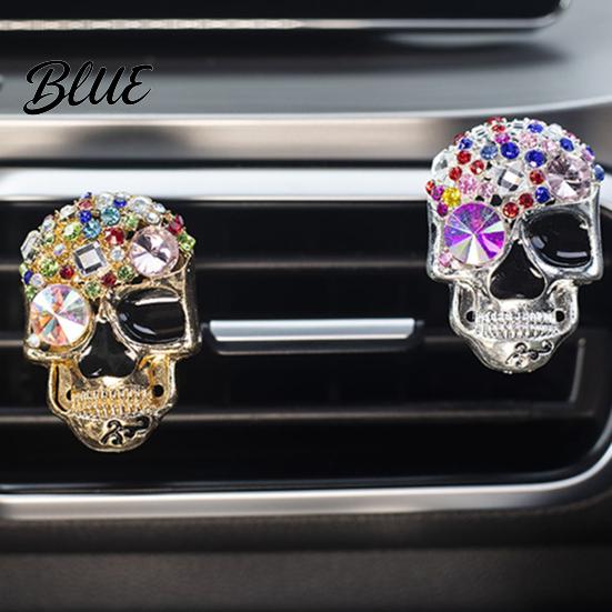 Personalized Air Outlet Decoration Bling Skull Car Vent Clips Rhinestone Diffuser Clip Shiny Sophisticated Decor Conditioner Decoration Funny Auto