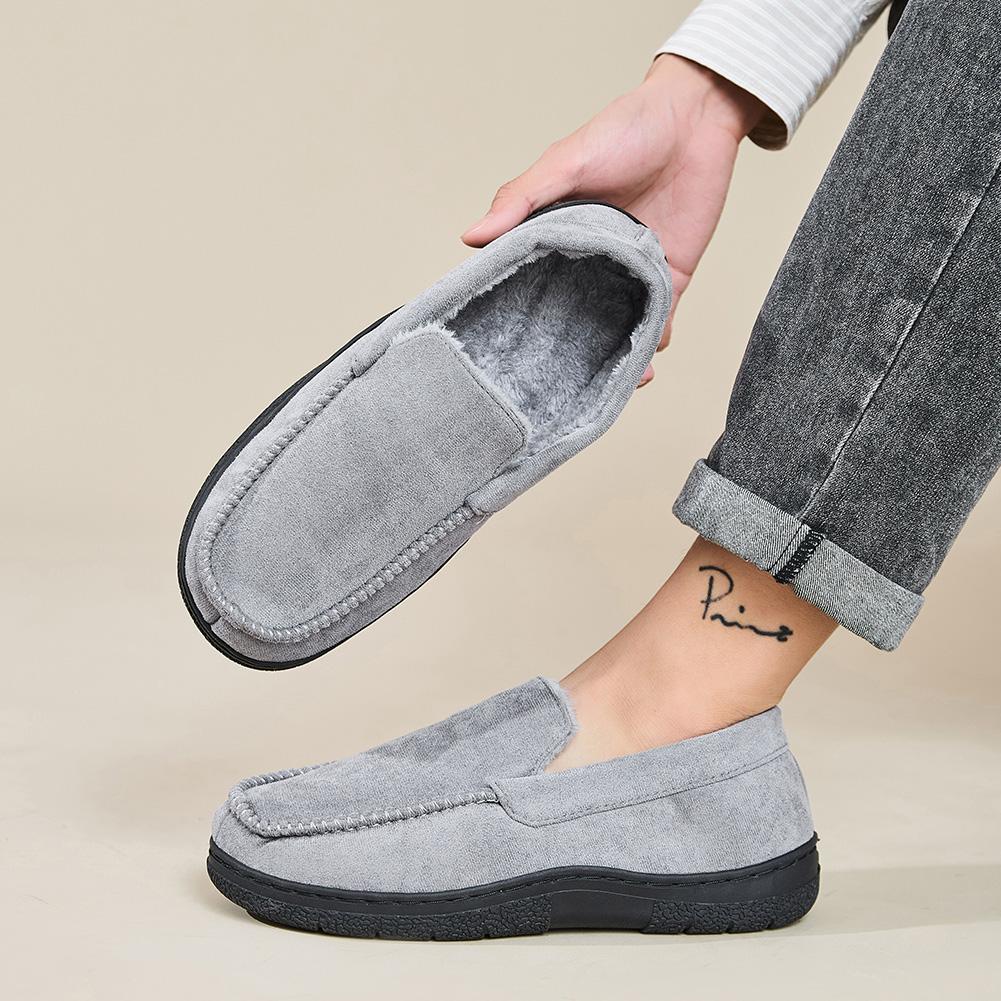 Men's Slippers Fluffy Warm Moccasin Slippers Closed Back Bedroom Slippers Non-Slip Home Shoes for Indoor Outdoor