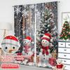 2D Flat Printing 2Pcs Snowman And Christmas Tree Design Rod Pocket Curtains Digital Print Polyester Drapes For Living Room