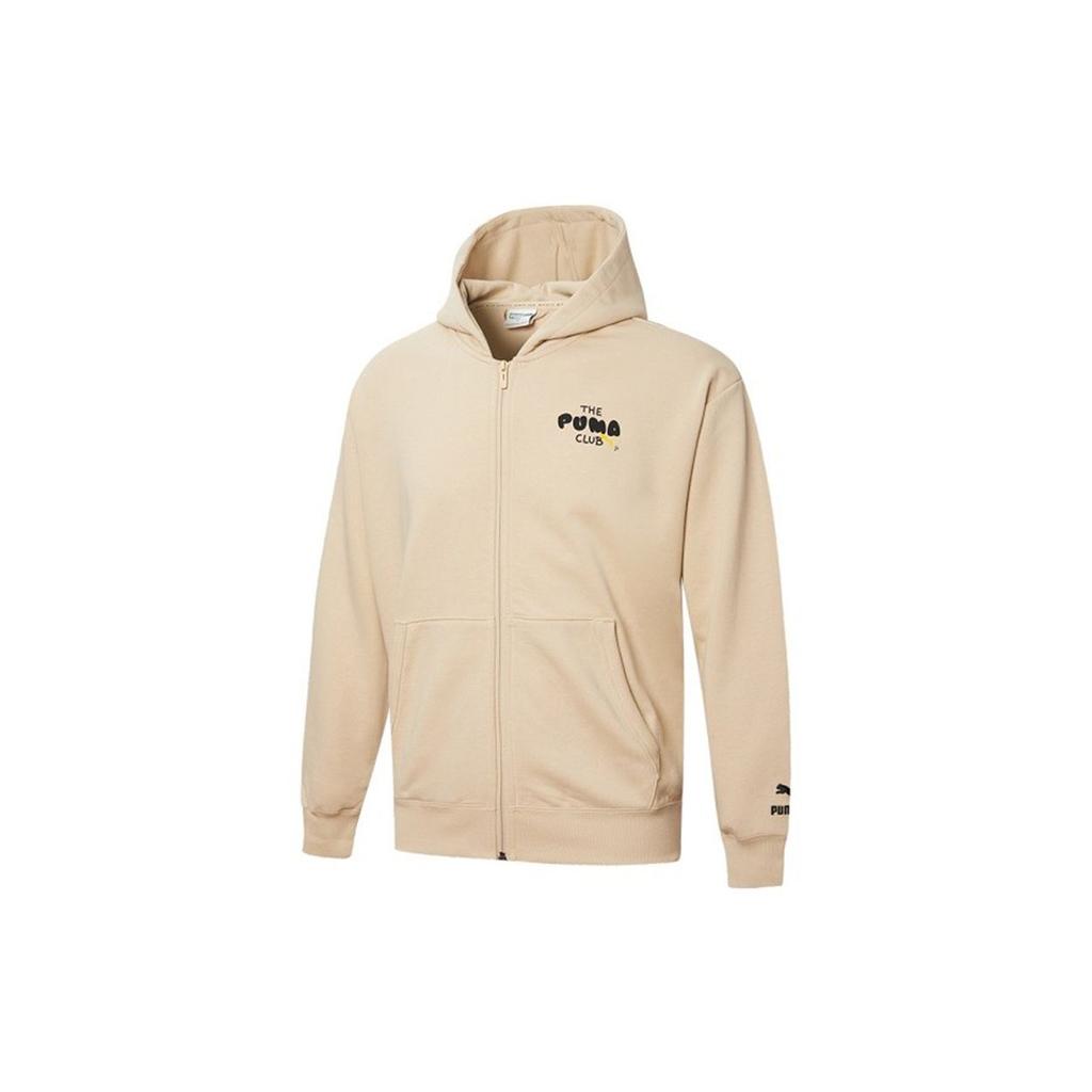 Puma Club Graphic FZ Hoodie Knit Jacket Men Tops Khaki 533199-20