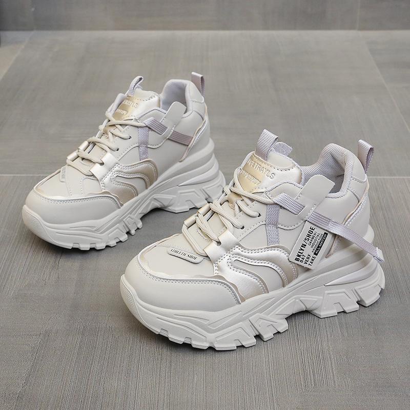 

2024 Hidden Heels Women s Sneakers Spring Lace-Up Thick Bottom Vulcanized Shoes Woman Height Increasing Platform Sneaker Shoes