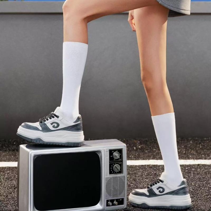 Spring new thick baseplate shoes women's old white shoes