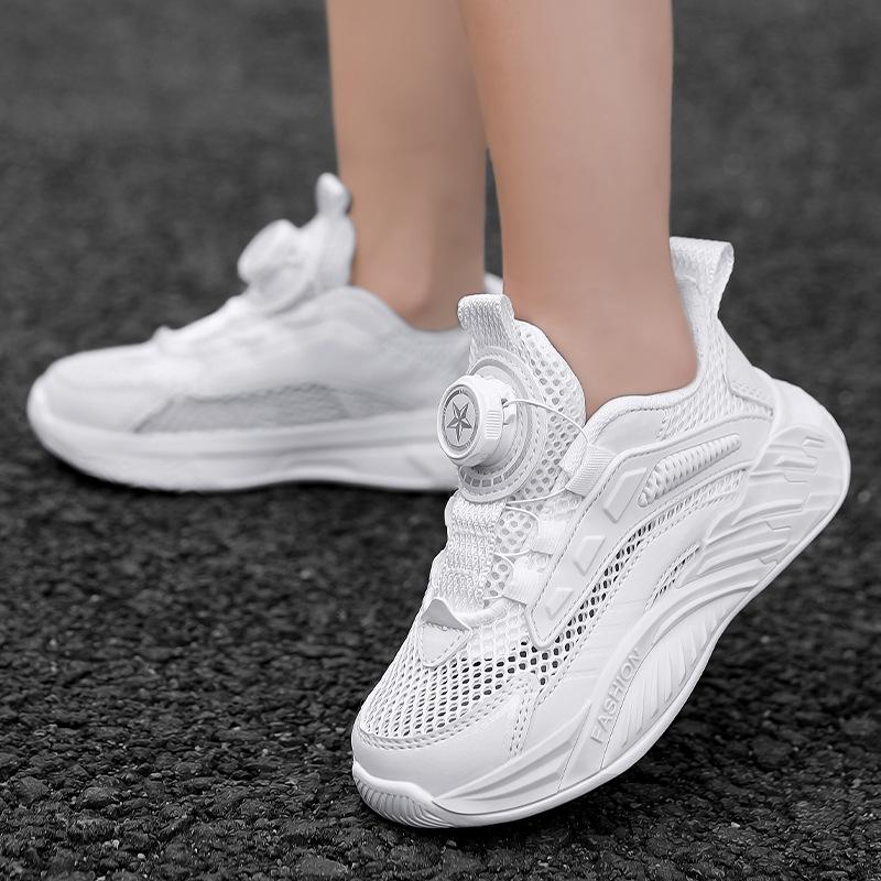 Boys Shoes Little White Shoes Mesh Breathable Summer 2025 New Children's Sports Dad Mesh Shoes Middle School Children and Primary School Students