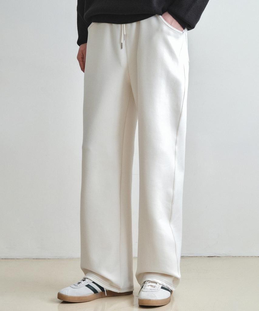 Wednesday Oasis Line Stitch Wide Sweatpants_Cream(W26Pt04)