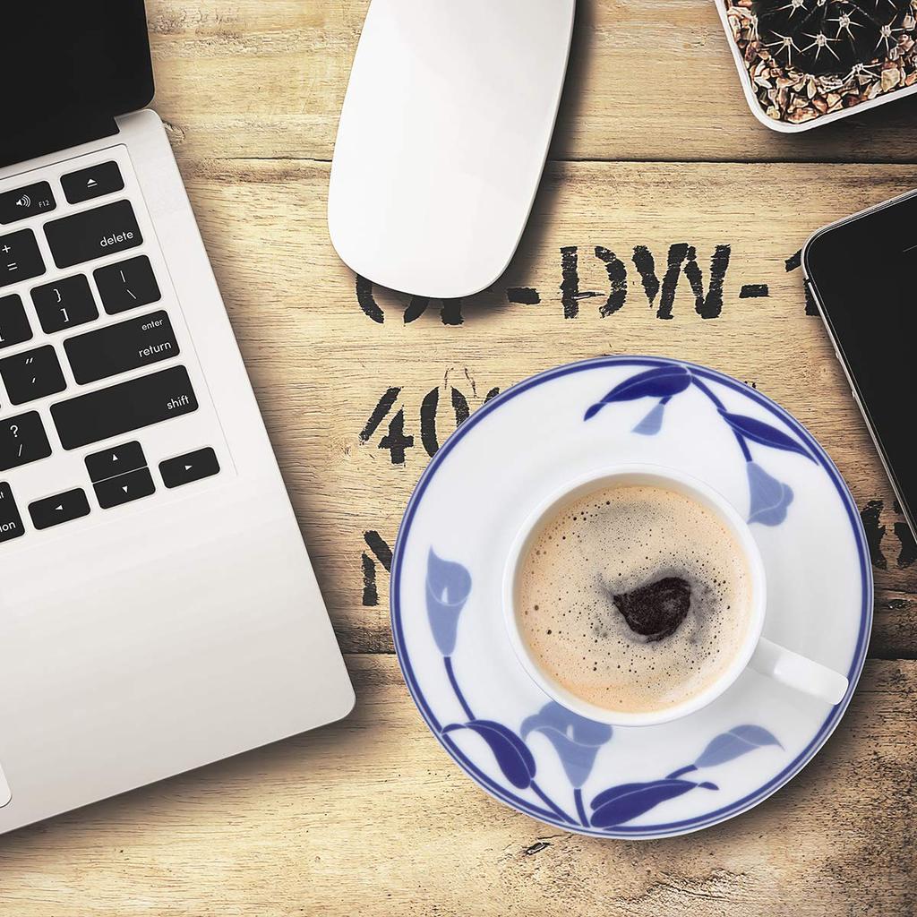 CANION WITS Blaue Lilie Teetasse Untertasse Westliches Geschirr Design & (Geschenk/Heimgebrauch/Café/Restaurant usw.) [Canion Wits]