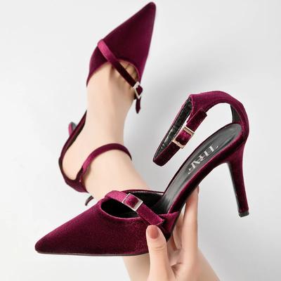TRAF Women Heels Red Luxury Heeled Women's Shoes Red High Heels Burgundy Stiletto Wedding Shoes Bride Elegant Woman High Heels
