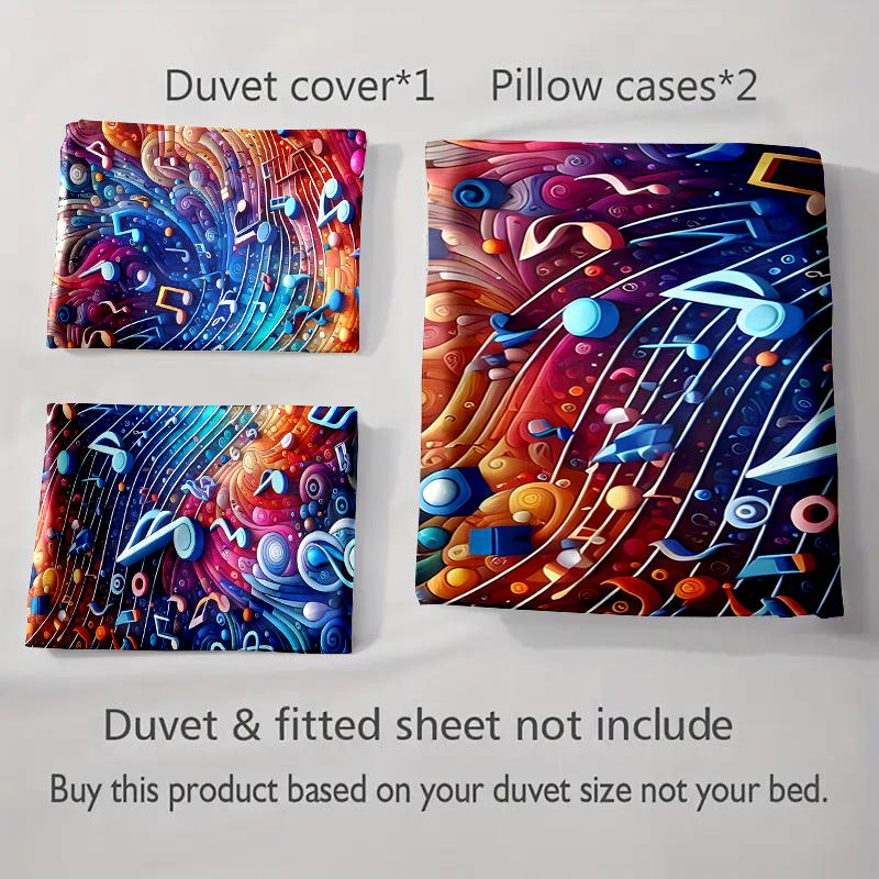 Musical Colorful Swirl Bedding Duvet Cover Sets Duvet Covers Pillowcases Gifts (1 * Duvet Cover 2 * Pillowcases, Without Duvet Insert)