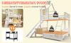 Bunk Bed 90x200 & 140x200 Cm, House Bed with Drawer, Slide and Ladder, Children's Loft Bed, Log Cabin Design, EN747-1:2024 Safety (Without Mattress)