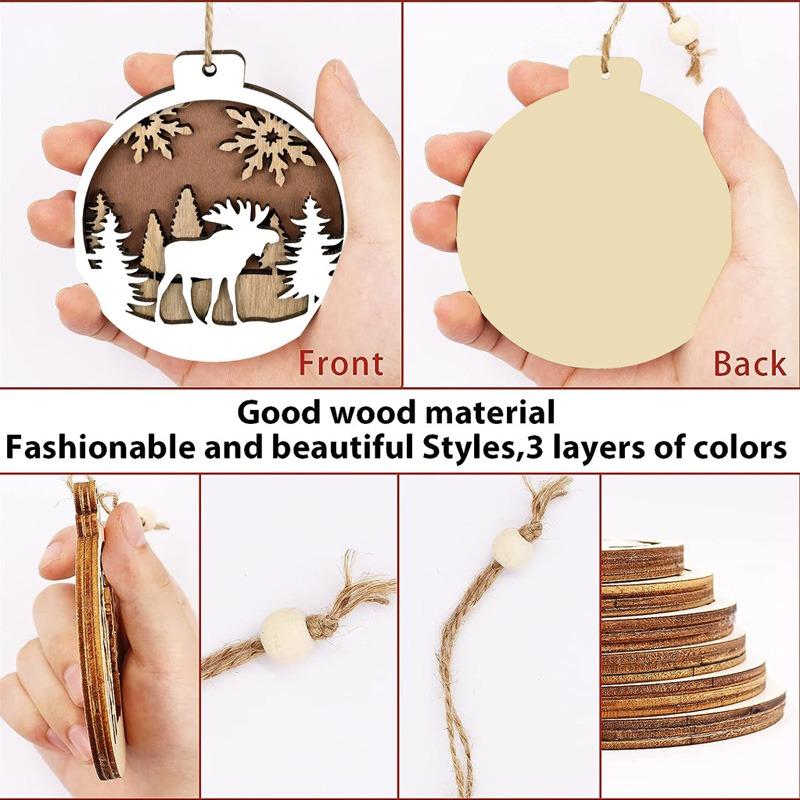 Noel Ahşap Kolye 3D Geyik Noel Baba Ağacı Asılı Süsler Noel Dekor