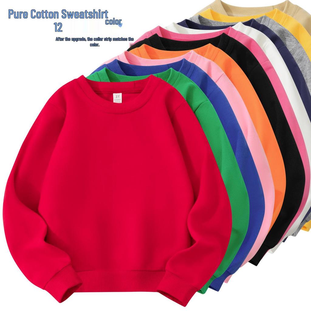 Customizable Kids' Solid Color Sweatshirt - Autumn Style Loopback Baby & Children's Wear