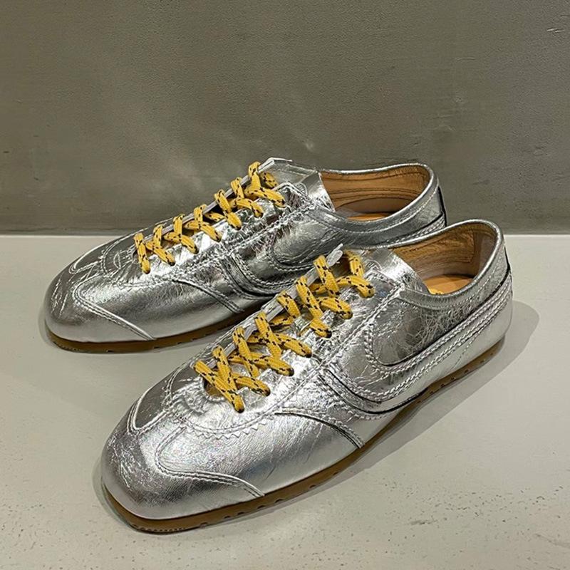 

Мягкая телячья кожа повседневная обувь ретро кроссовки De Training универсальные квадратные маленькие белые женские туфли 40 серый