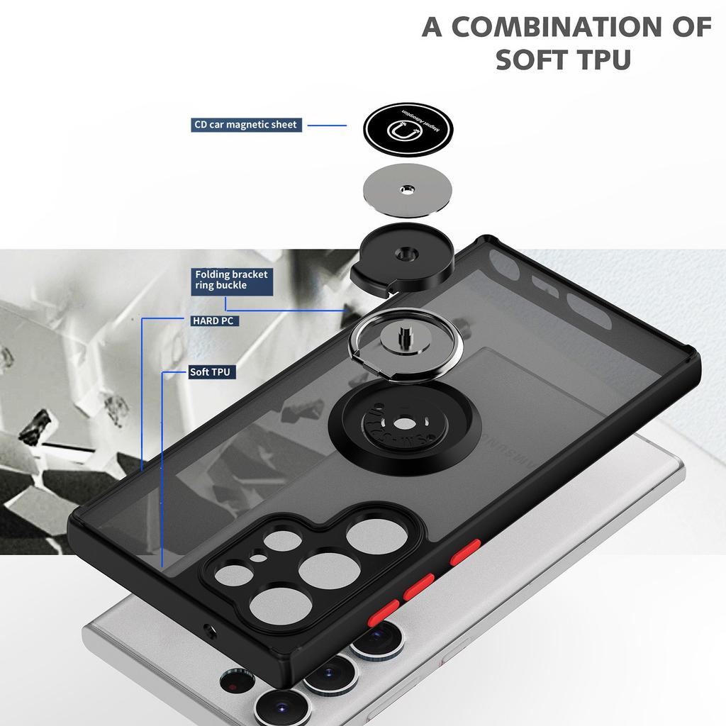 Suitable for Samsung S25Edge Skin Feeling Mobile Phone Case S24 Magnetic Ring Buckle M55 Anti Fall Protection Case