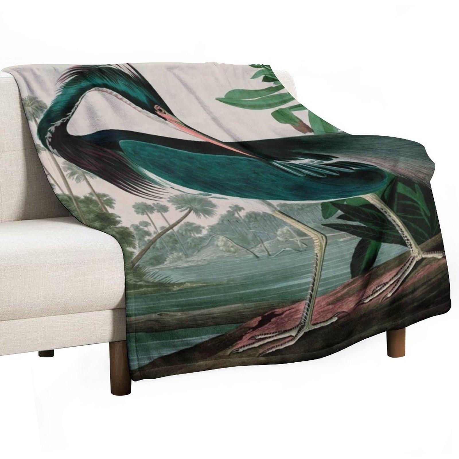 Louisiana Heron Birds of America Audubon Illustration Bird Lovers Gift Throw Blanket for sofa Cute Kid S Blankets 30x40in