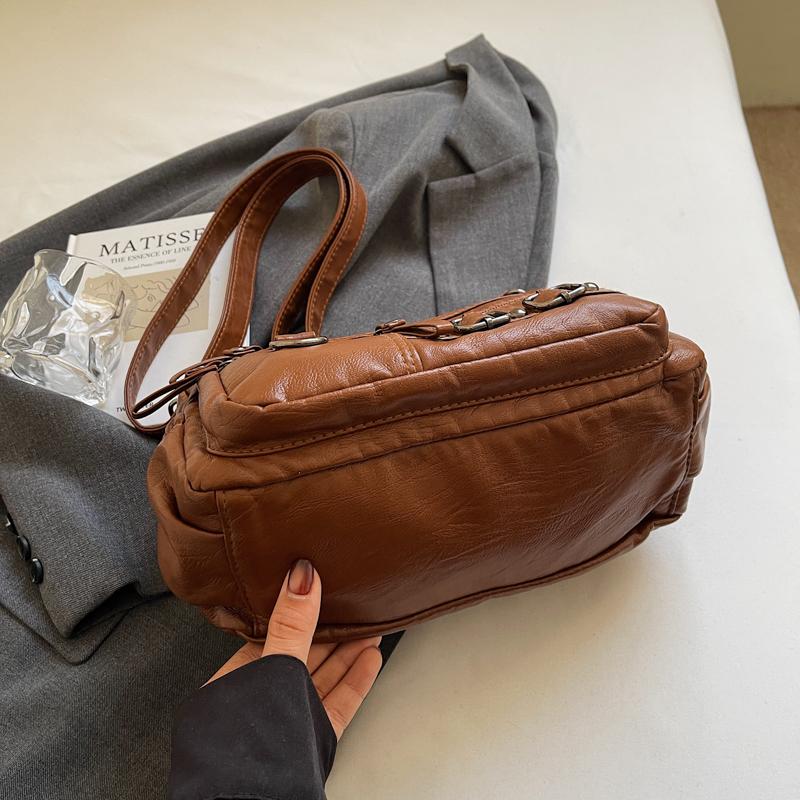 Soft Leather Shoulder Bag Women's Commuter Mother Bag Multi-Layer Crossbody Bag