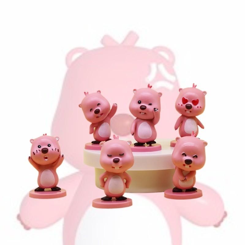 Cute Pink Beaver Figure 2nd Generation Blind Box Pvc Toy Car Desk Decor Gift For Girls